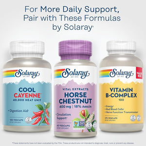 Solaray Horse Chestnut Extract 400 Mg - Standardized to 72 Mg Aescin - with 55 Mg of Butchers Broom - Vein and Blood Circulation Supplements - Vegan, Non-Gmo, 60-Day Guarantee, 60 Servings, 60 Vegcaps