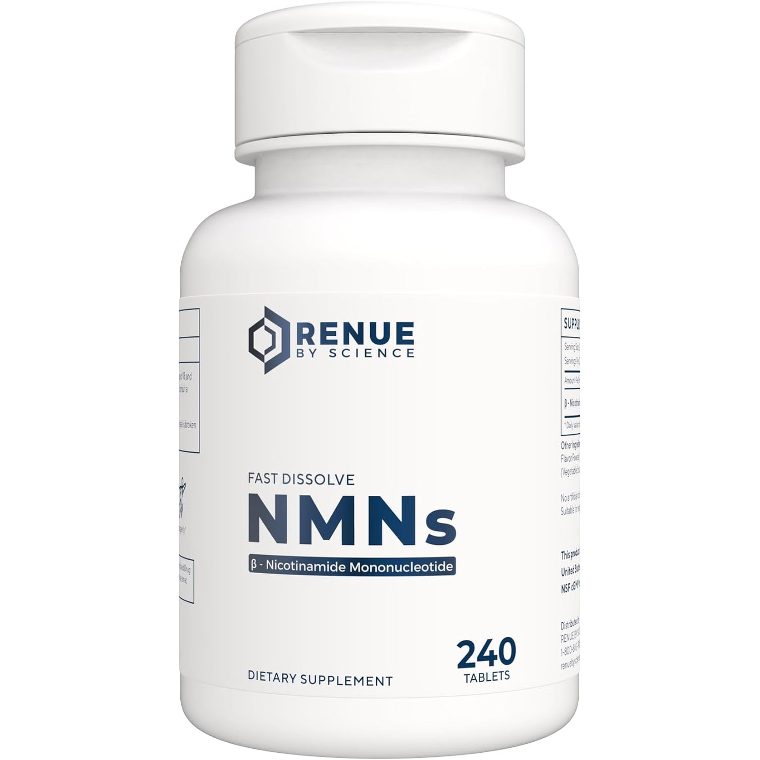 Renue by Science NMN Supplement | 240 Chewable Vegetarian Tablets - 250Mg Nicotinamide Mononucleotide per Serving | Lemon Flavour - Manufactured in the USA Third-Party Tested