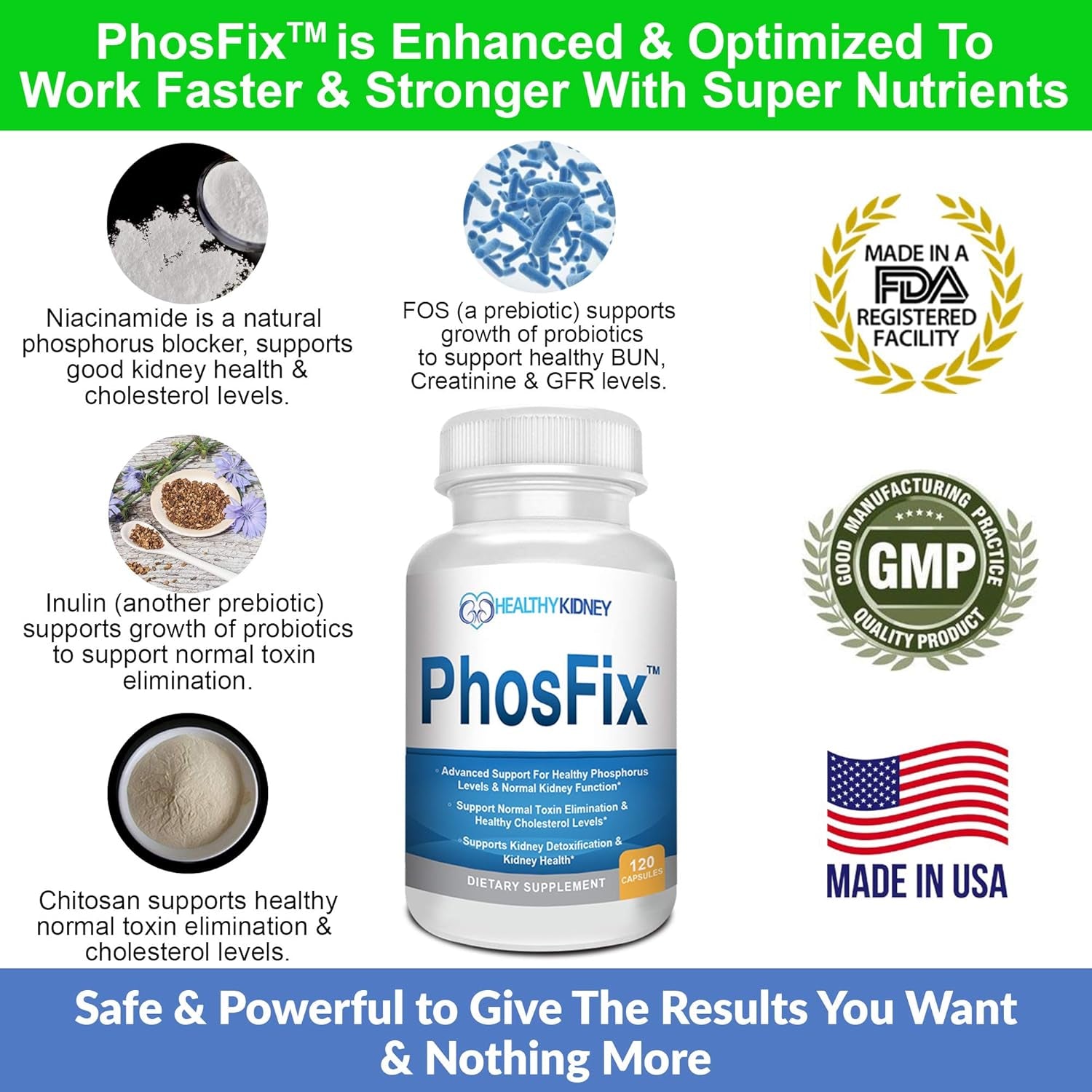 Phosfix 120 Pills Phosphorus Binder with Chitosan for Supporting Normal Phosphorus Levels and Kidney Health. Renal Supplement Optimal Health