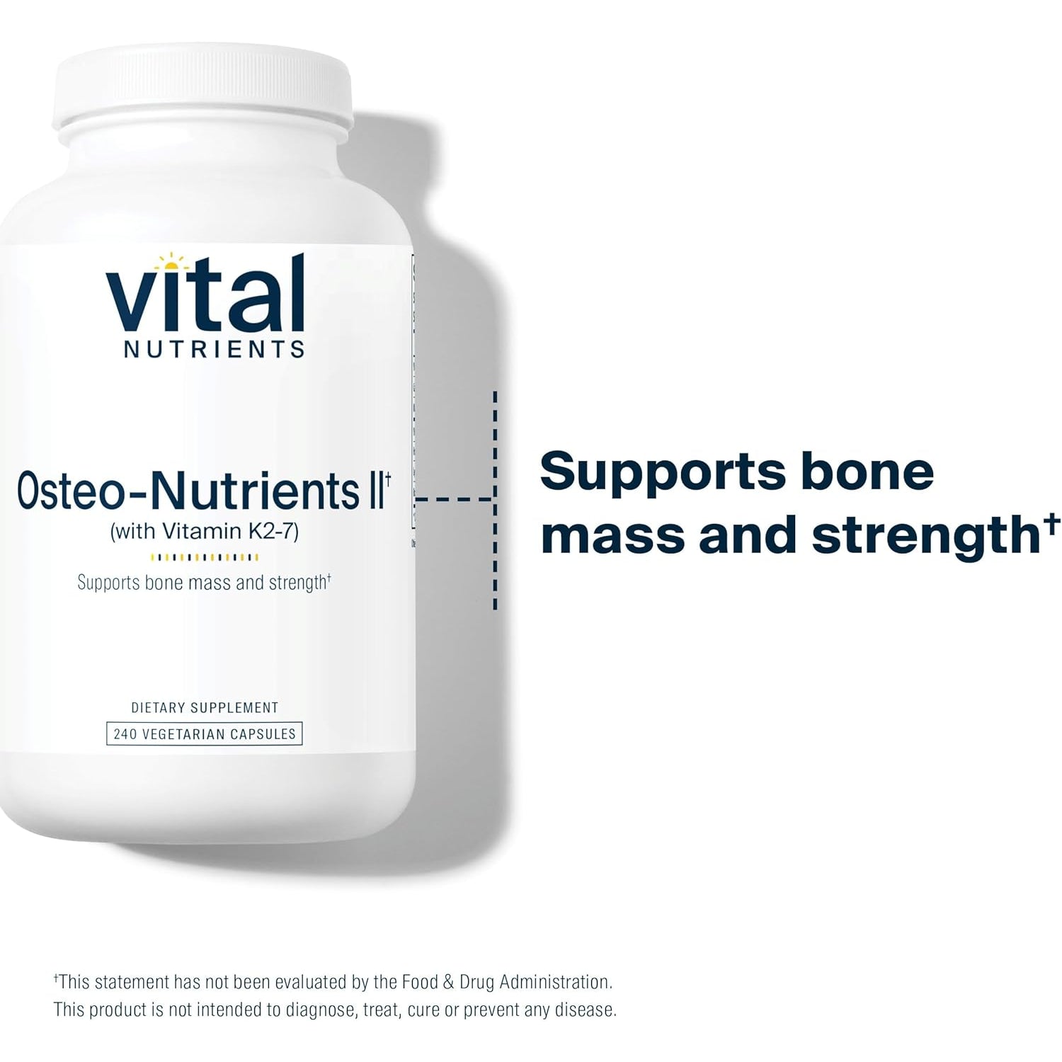 Vital Nutrients Osteo-Nutrients II - Vitamin K2 + D3, Calcium, Boron, and Magnesium for Bone Strength* - Healthy Heart Support - Vegetarian Supplement - Gluten, Dairy, Soy Free - 240 Capsules