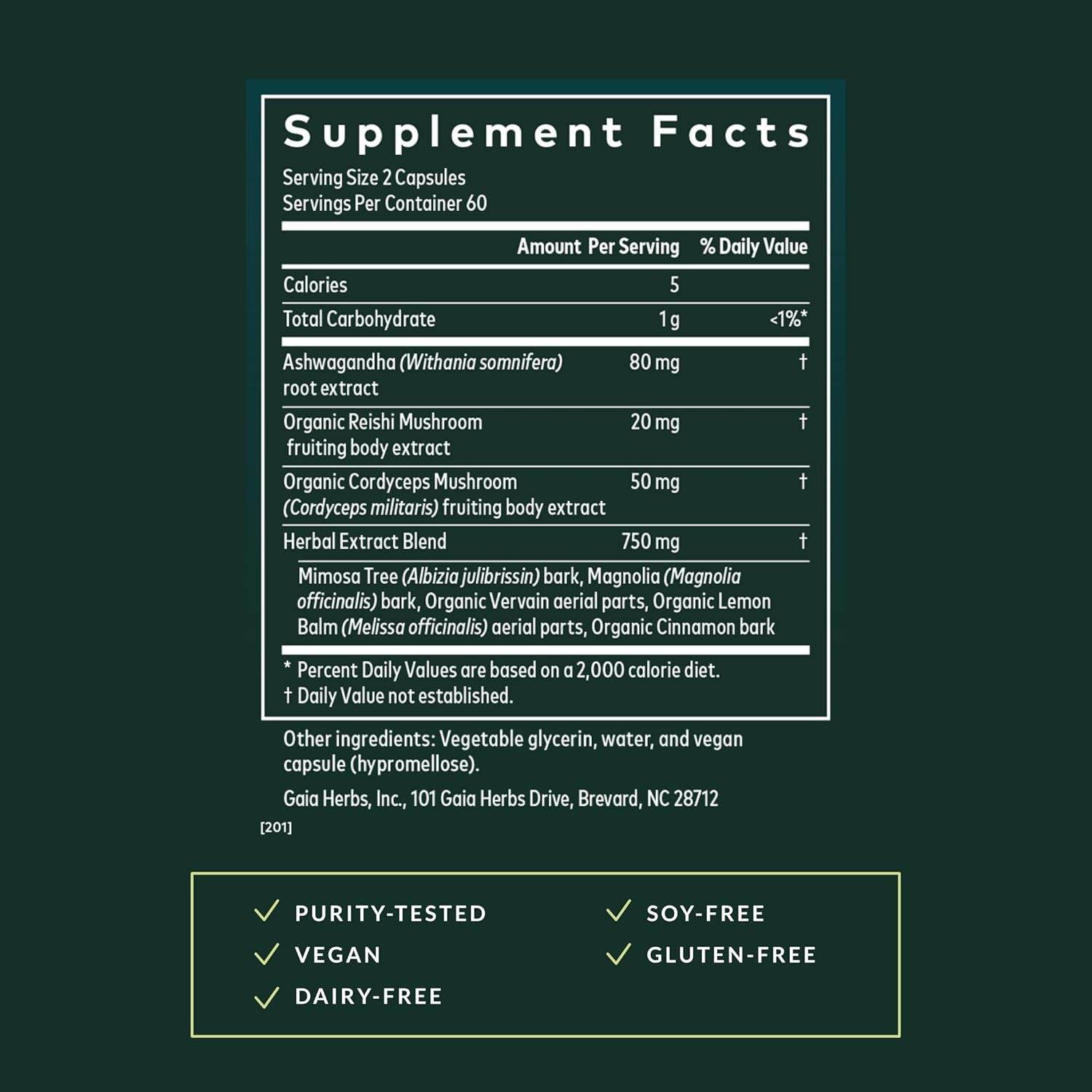 Gaia Herbs Adrenal Health Nightly Restore - Herbal Supplement with Ashwagandha, Magnolia Bark, Cordyceps, Lemon Balm & More* - 120 Vegan Liquid Phyto-Caps (60 Servings)