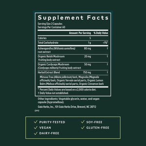 Gaia Herbs Adrenal Health Nightly Restore - Herbal Supplement with Ashwagandha, Magnolia Bark, Cordyceps, Lemon Balm & More* - 120 Vegan Liquid Phyto-Caps (60 Servings)