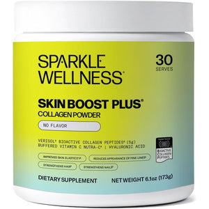 Sparkle Wellness VERISOL Bioactive Hydrolyzed Collagen Peptides | Collagen Powder Supplement with Vitamin C & Hyaluronic Acid for Hair, Skin, and Nail Health | Skin Boost plus (No Flavor) [30-Serves]