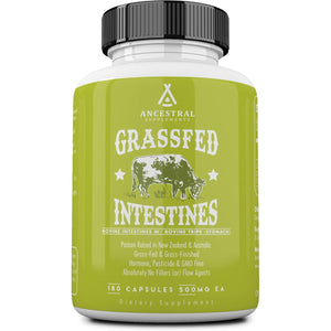 Ancestral Supplements Grass Fed Beef Intestines with Stomach (Tripe), 3000Mg, Digestion Supplement Supports Acid Reflux and Gut, Intestine and Digestive Health, Non GMO, 180 Capsules