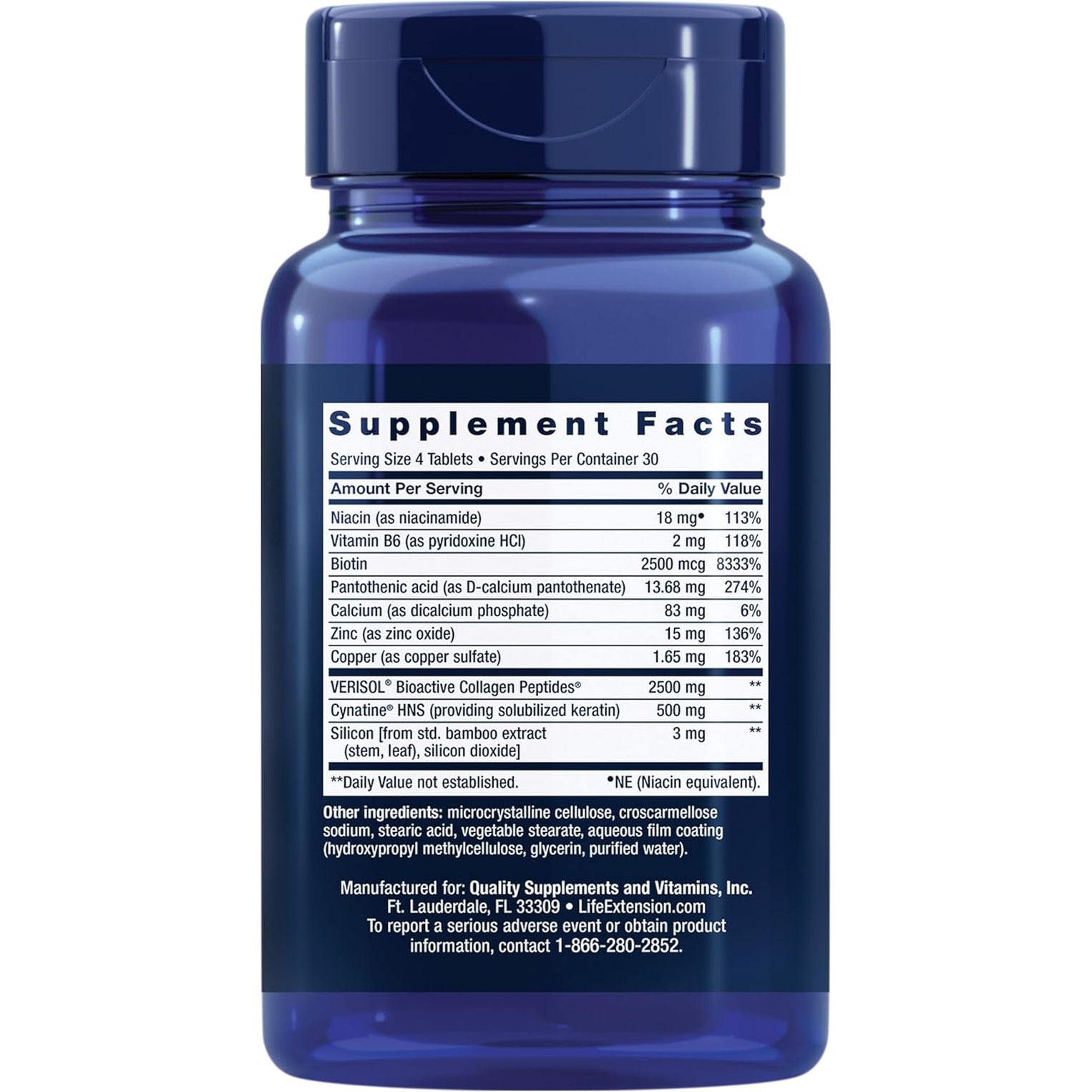 Life Extension Hair, Skin, & Nails- Collagen Plus, 120 Count