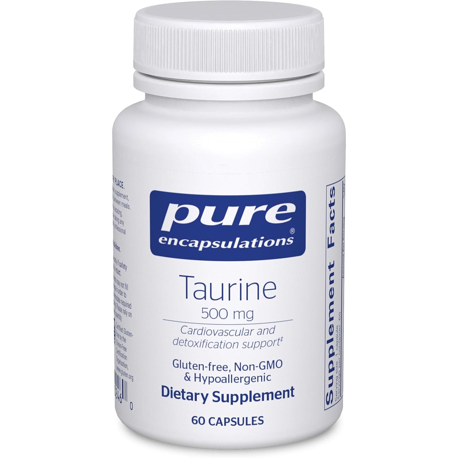 Pure Encapsulations Taurine 500 Mg | Amino Acid Supplement for Liver, Eye Health, Antioxidants, Heart, Brain, and Muscles* | 60 Capsules