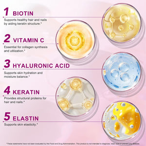 Multi Collagen Peptides Powder,Type I, II, III, V, X,With Biotin,Vitamin C,Hyaluronic Acid,Supports Healthy Joint, Hair, Skin & Nail Support,Grass-Fed, Non-Gmo,16Oz