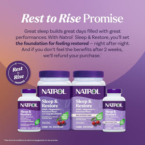 Natrol Sleep & Restore Capsules with Magnesium Glycinate 100Mg, GABA, Essential for Your Ultimate Restorative Sleep, Melatonin-Free, 30 Day Supply