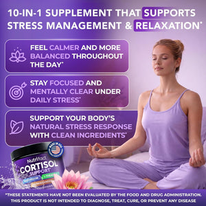 Cortisol Supplements for Women & Men – Cortisol Reducer with Ashwagandha, Magnesium, L-Theanine & Vitamin B Complex – Stress Relief, Vegan, Non-Gmo, Made in USA – 60 Capsules