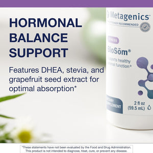 Metagenics Biosom - Liposomal DHEA Dropper with Grapefruit Extract & Stevia - Supports Hormone Balance, Stress & Energy Levels* - Non-Gmo, Gluten-Free, Vegan - GMP Certified Facility - 85 Servings
