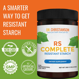 Dr. Christianson RS Complete - RS2 Resistant Starch Supplement Powder with Organic Green Banana Flour - Non-Gmo + Dairy-Free Fiber Powder Supplement - the Metabolism Reset Diet (30 Servings / 300G)