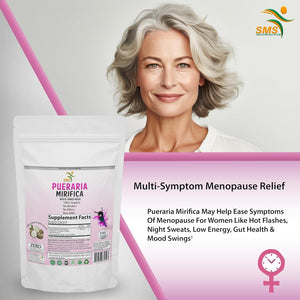 100 Caps Pueraria Mirifica White Extract Powder, 100% 10:1 Potent, Organic, 1,000Mg per Servings, Non GMO from Thailand, Premium Quality, Vegan