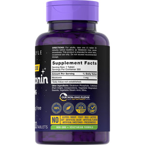 Carlyle Melatonin 1 Mg | 300 Low Dose Tablets | Drug Free Aid | Vegetarian, Non-Gmo, Gluten Free