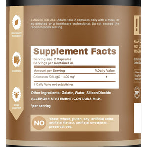 B Life Company Blife Bovine Colostrum Supplement 1400Mg – Immune & Gut Health Support – Colostrum Capsules for Digestive Health – Immune Support Supplement – 60 Capsules (30 Servings)