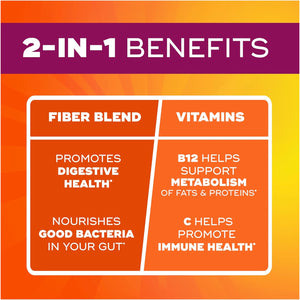 Metamucil Fiber Gummies for Adults with Vitamins C, D, B12 for Metabolism, No Sugar Added Citrus Berry Flavor, 5G Plant Based Prebiotic Fiber Supplement Blend, 120 Count