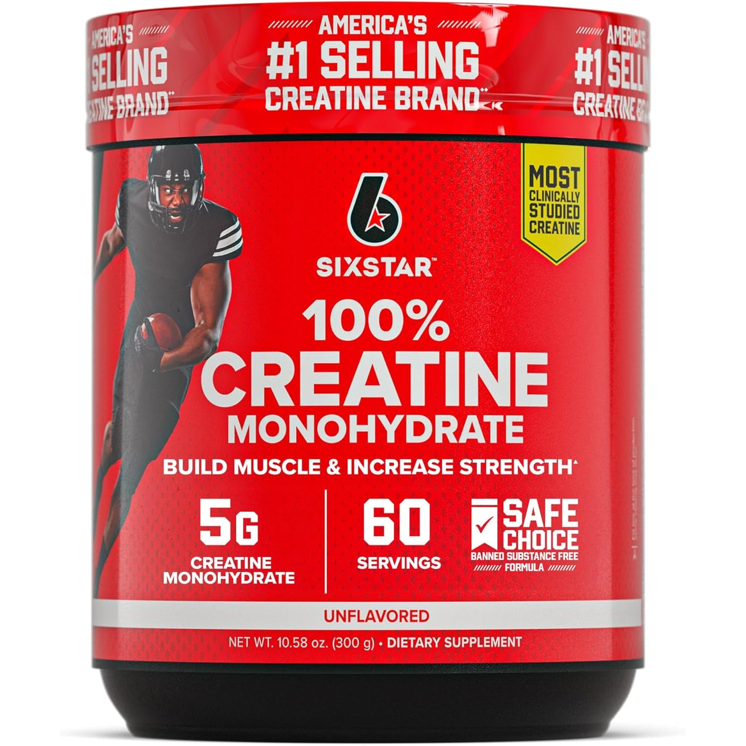 Six Star 100% Creatine Monohydrate Powder - Unflavored Micronized Creatine Monohydrate Supplement for Workout Performance, Muscle Building & Strength - Creatine Powder for Women & Men - 60 Servings