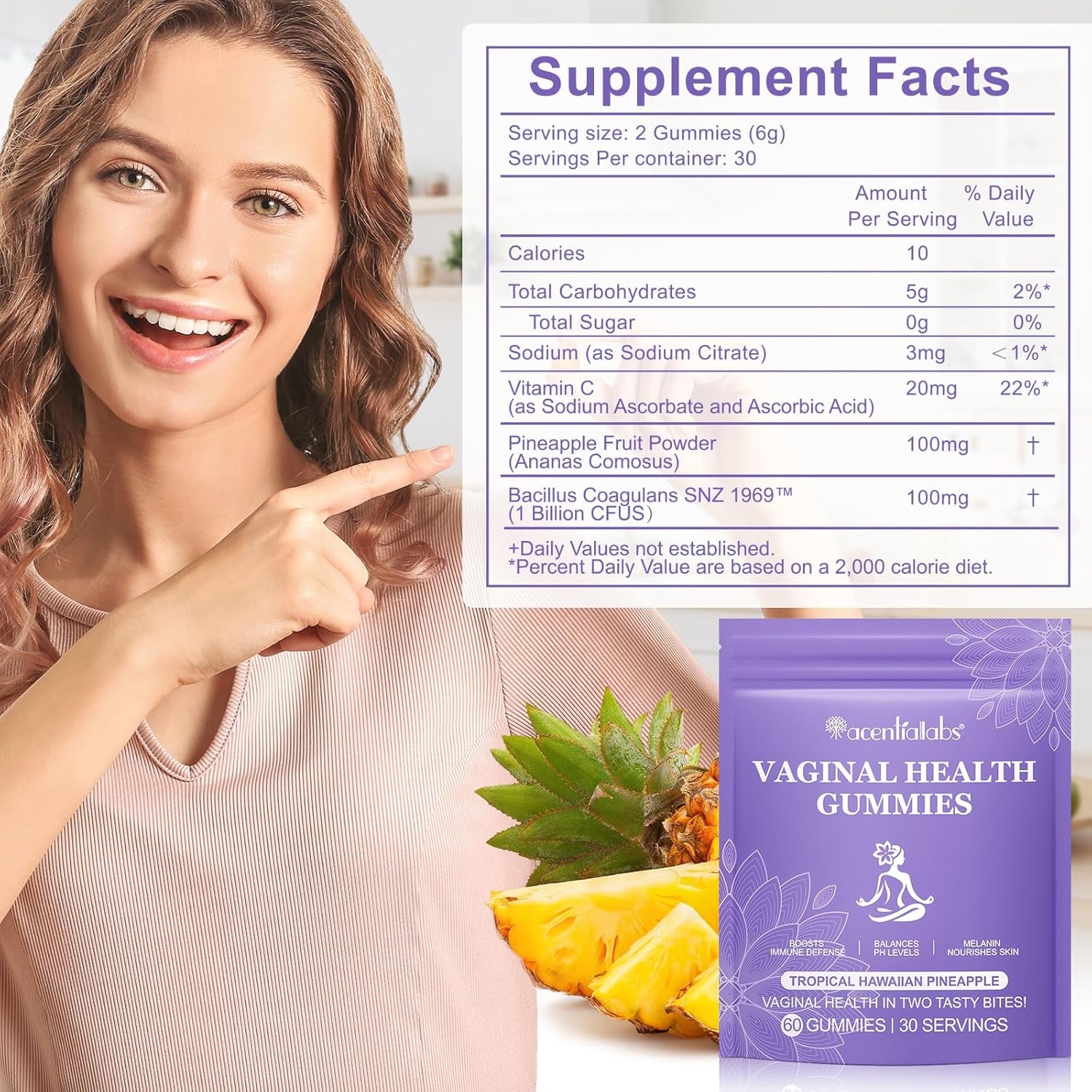 Vaginal Probiotics for Women, Vital Source Feminine Gummies, Ph Balance for Women, Premium Feminine Balance Gummies, Promotion of Womens Health - 60Gummies