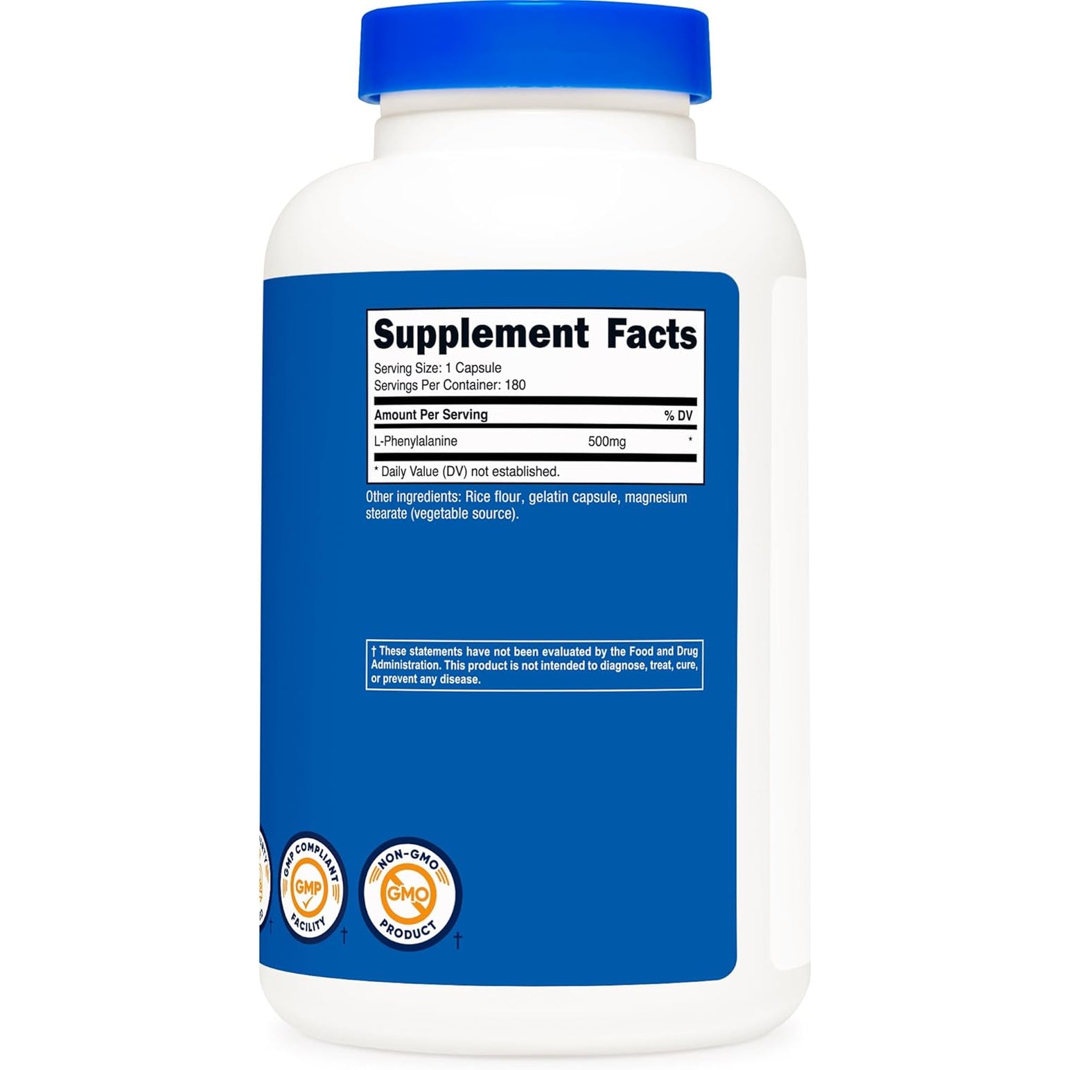 Nutricost L-Phenylalanine 500Mg; 180 Capsules