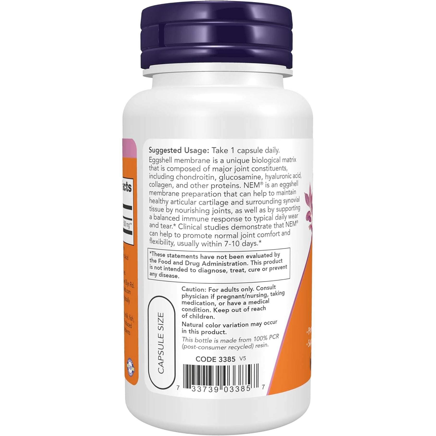 NOW Foods Supplements, Eggshell Membrane (A Unique Biological Matrix Composed of Major Joint Constituents) 500 Mg, 60 Veg Capsules