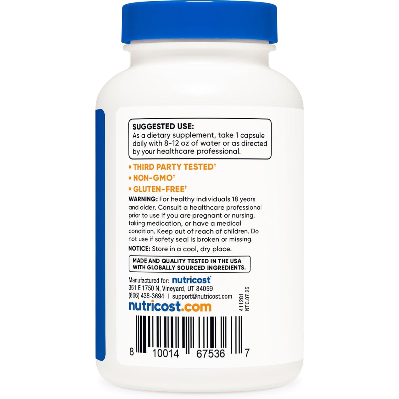 Nutricost N-Acetyl L-Cysteine (NAC) 600Mg, 120 Vegetarian Capsules - Non-Gmo, Gluten Free, Vegetarian Caps