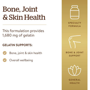 Solgar Gelatin 1680 Mg, 250 Capsules - Natural Gelatin - Supports Bone, Joint & Skin Health - Gluten Free, Dairy Free - 83 Servings