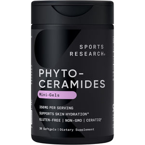 Sports Research® Phytoceramides 350Mg per Softgel - Plant Derived Ceramides for Healthy Skin and Hydration - Non GMO with No Fillers or Synthetic Vitamins - 30 Liquid Softgels