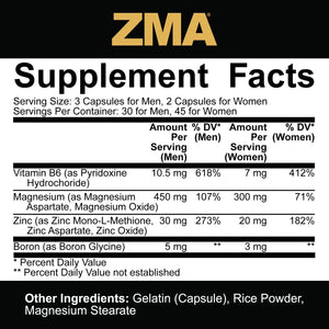 5% Nutrition Core ZMA (With Boron) | Promotes Recovery by Restoring Levels of Zinc, Magnesium & Vitamin B-6 (90 Capsules)
