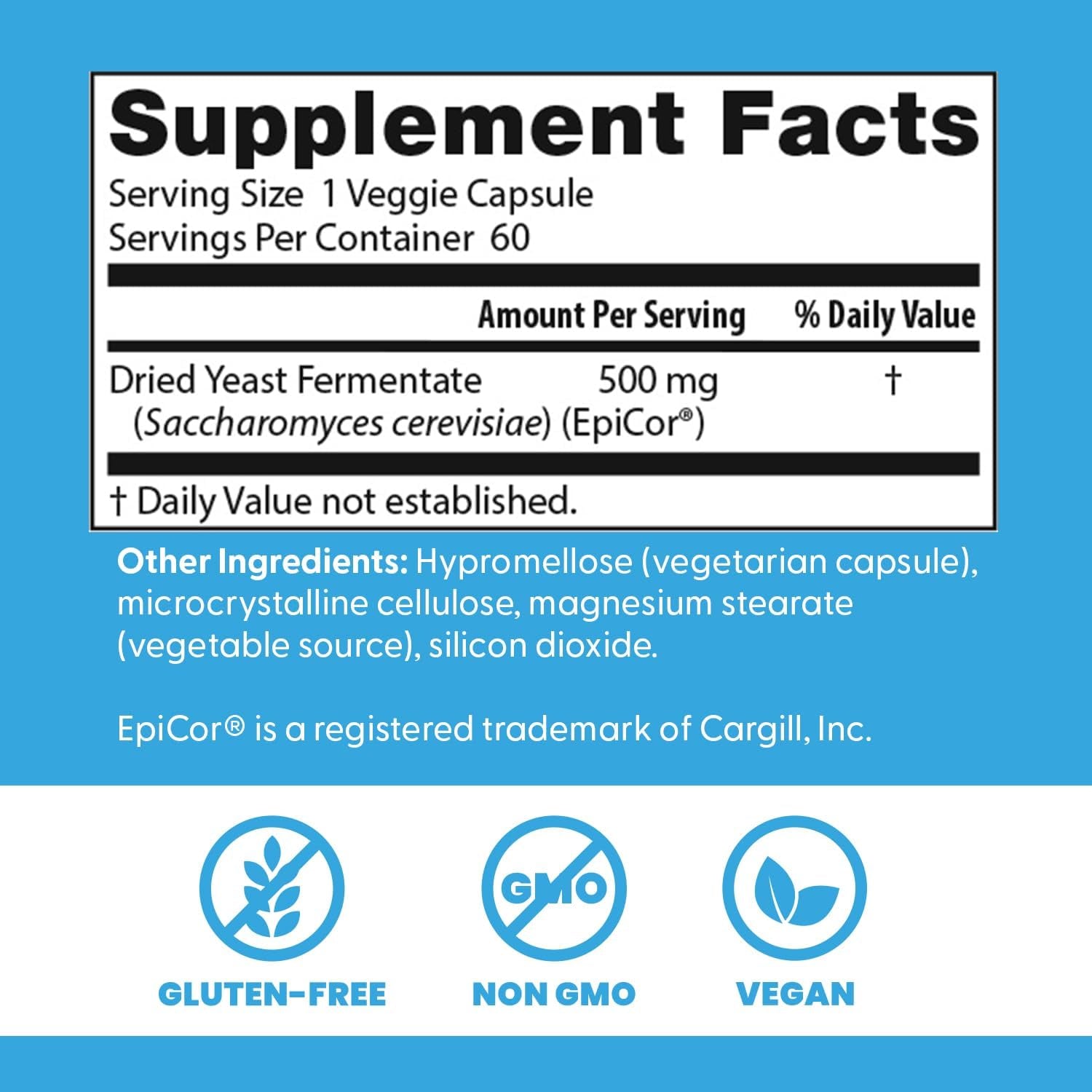 Doctors Best Epicor Immune Support Postbiotic Supplement - 500 Mg Dried Yeast Fermentate per Capsule, Immune & Gut Health Support for Men & Women, Non-Gmo, Gluten Free, Vegan - 60 Veg Caps