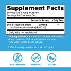 Doctors Best Epicor Immune Support Postbiotic Supplement - 500 Mg Dried Yeast Fermentate per Capsule, Immune & Gut Health Support for Men & Women, Non-Gmo, Gluten Free, Vegan - 60 Veg Caps