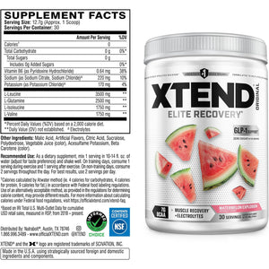 Xtend Original BCAA Powder, 7G Bcaas and 2.5G L-Glutamine for Muscle Recovery Hydration and Lean Muscle, Sugar Free Intra and Post Workout Drink with Electrolytes, Watermelon Explosion, 30 Servings