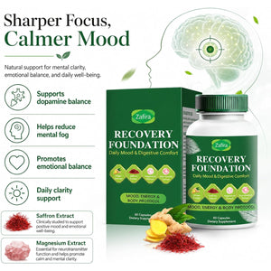Zafira Recovery Foundation Capsules – Clear Mental Fog, Reduce Hair Loss & Boost Digestion | Clinically Tested, All-Natural Ingredients，Non-Gmo, 60 Capsules
