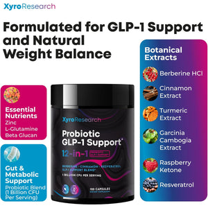 GLP-1 Support Probiotic Weight Loss Supplement - GLP1 Support for Women Men with Berberine - Natural Daily Oral GLP 1 Support Fat Burn Healthy Metabolism Gut Health - Vegan Gluten Free