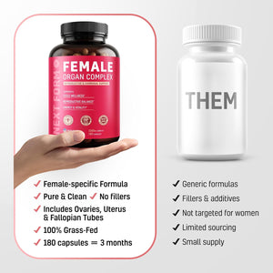 Beef Organ Supplement for Women 6 in 1 Complex Hormone Balance & Energy - 100% Grass Fed & Pasture Raised - Beef Liver, Kidney, Heart, Spleen, Pancreas and More - 180 Capsules