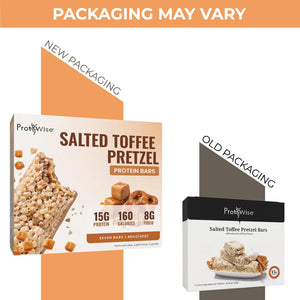 Protiwise – Salted Toffee High Protein 15G Bar | Low Calorie, Weight Loss, Diet, Keto Friendly, Hunger Control, Meal Replacement | Gluten Free, Low Fat, Low Sugar (7/Box)