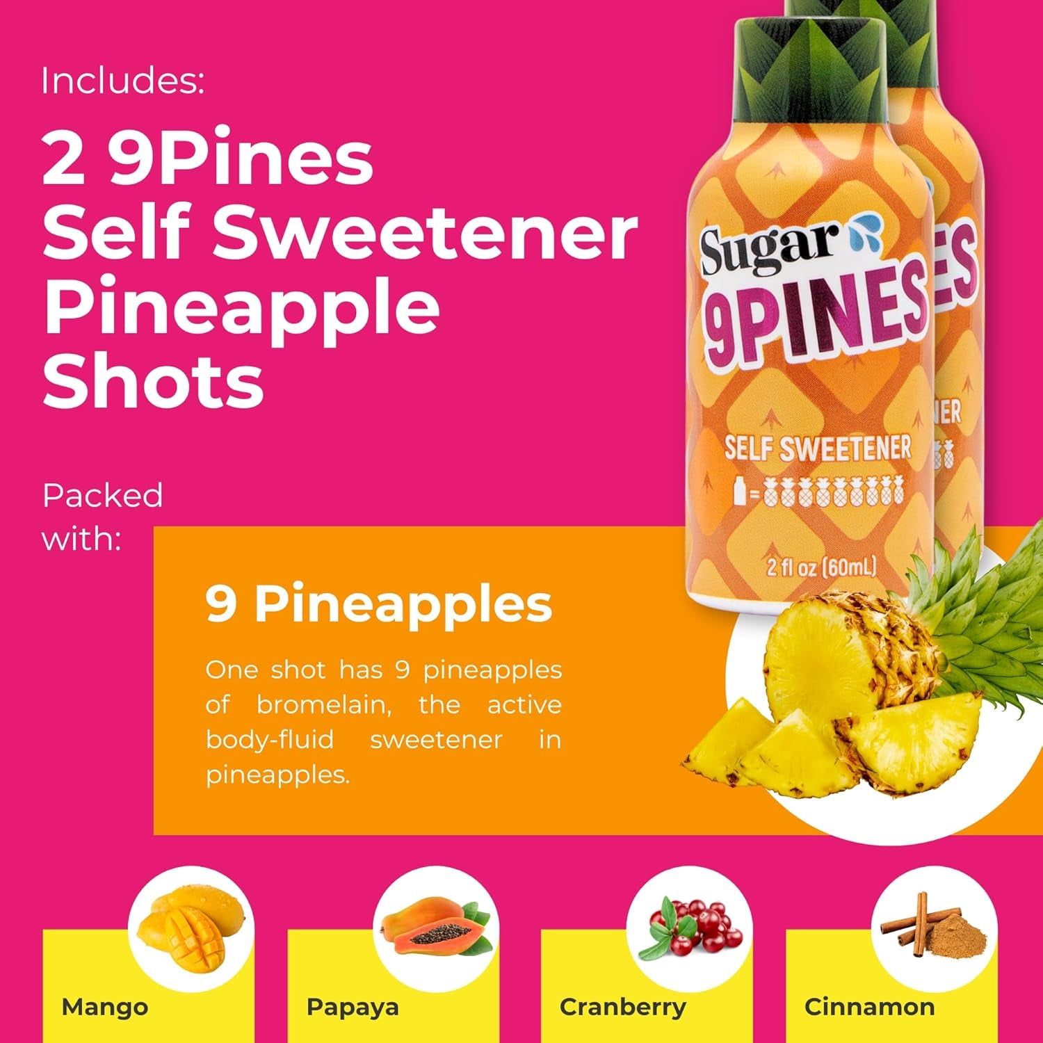 Sugar Splash Taste Sweeter down There - 2 Taste Changing Tablets, 2 9Pines Pineapple Shots & 1 DEEP Gag Suppressing Sucker Date Night Pack - Body Fluid Sweetener and Flavor Enhancer