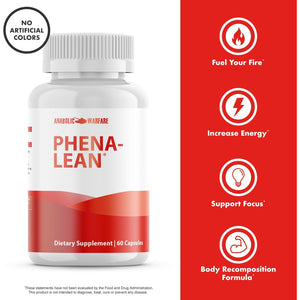 Anabolic Warfare Phena-Lean Premier Supplement from Thermogenic Body Composition Supplement – Fuel Your Fire, Promote Energy, Increase Focus* - 60 Capsules.