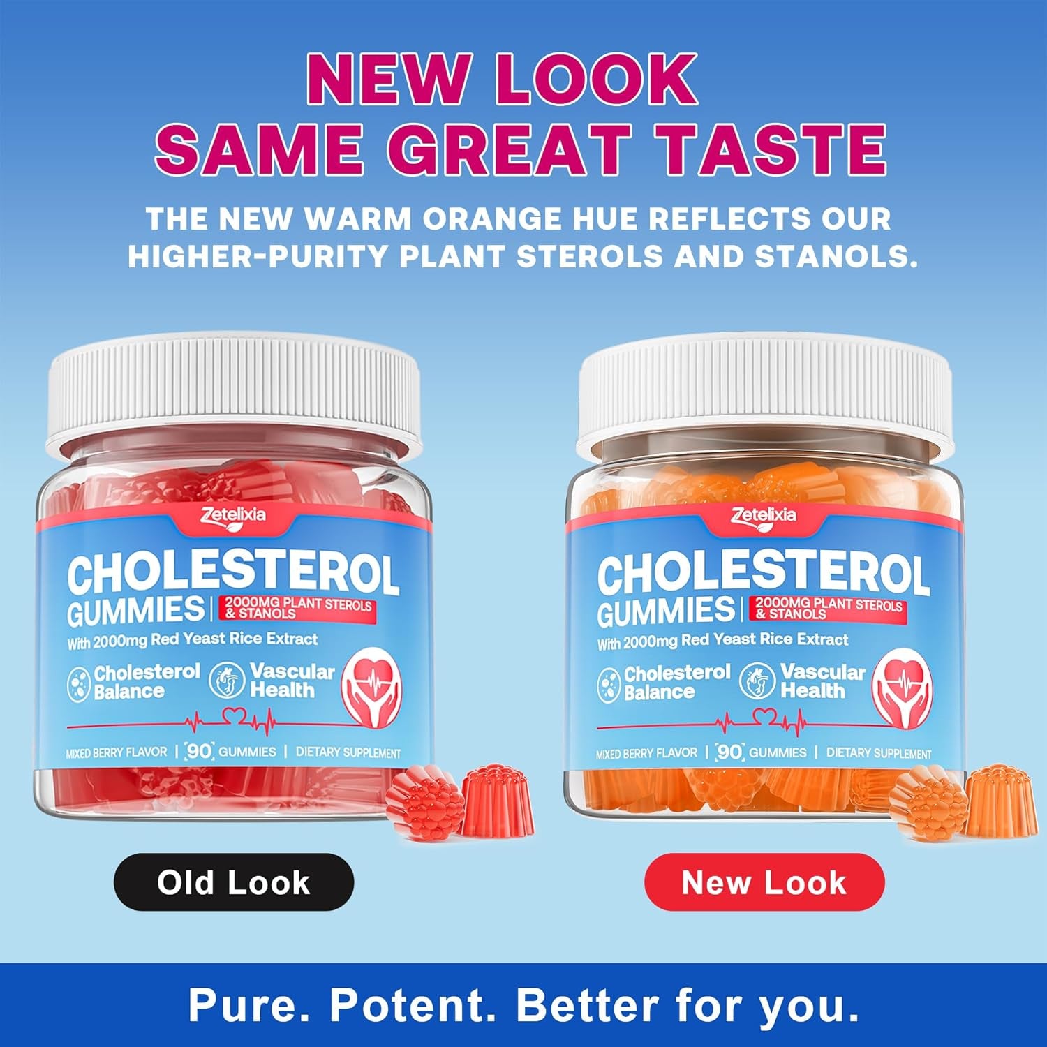 Cholesterol Lowering Supplements Gummies, Cholesterol Gummies with Plant Sterols & Stanols, Red Yeast Rice, Lower Cholesterol Naturally – Vegan, Non-Gmo, Mixed Berry Flavor, 90Ct