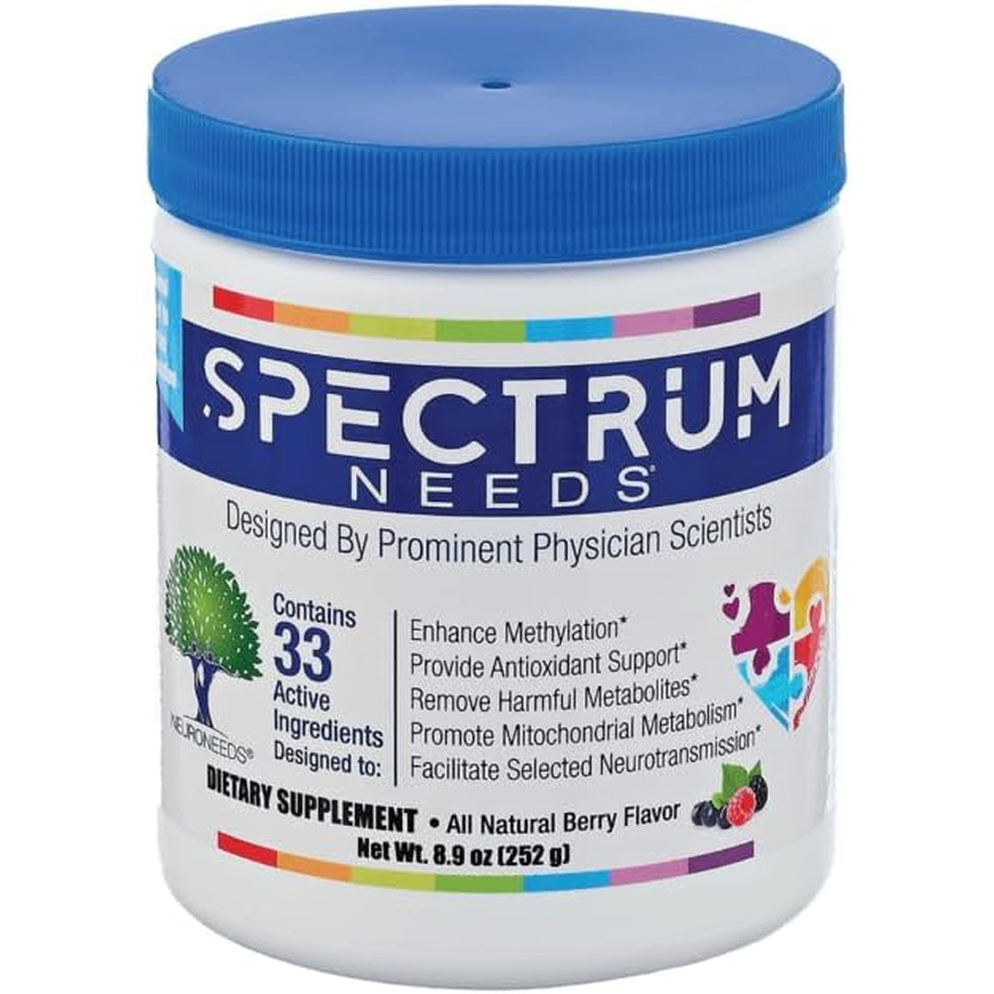 Spectrumneeds® by Neuroneeds – Comprehensive Nutritional Support with 33 Active Ingredients for Overall Well-Being Berry Flavor