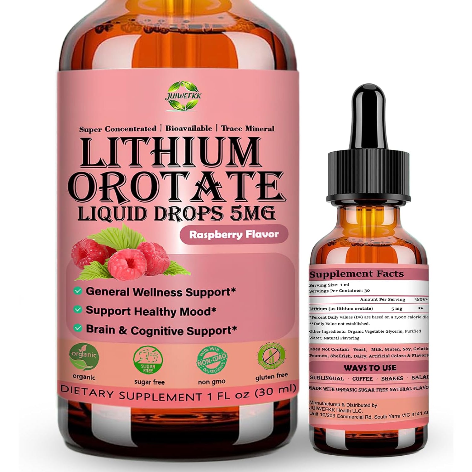 Pure Lithium Orotate Liquid Drops 5Mg, Low Dose Lithium Brain Supplement for Cognitive Memory Mood Behavior, High Bioavailability Liquid Lithium-Orotate Drops for Kids Adults Vegan Non-Gmo