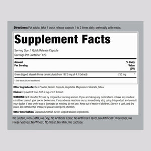 Piping Rock Green Lipped Mussel | 120 Capsules | Supplement for Humans | Freeze Dried from New Zealand | Non-Gmo, Gluten Free