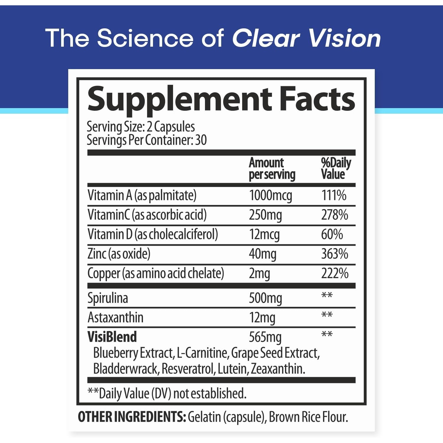 Eye Health Supplement – 14 Essential Nutrients for Clear Vision, Blue Light Protection, and Long-Term Eye Health. Supports Clarity and Eye Wellness. 60 Capsules. (1 Pack)