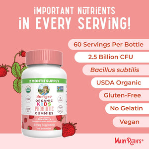 Maryruth Organics Kids Probiotics for Digestive Health | USDA Probiotic Gummies | 2 Month Supply | Kids Probiotics | Immune Support | Gut Health Supplement | Vegan | Non-Gmo | Gluten Free | 60 Count