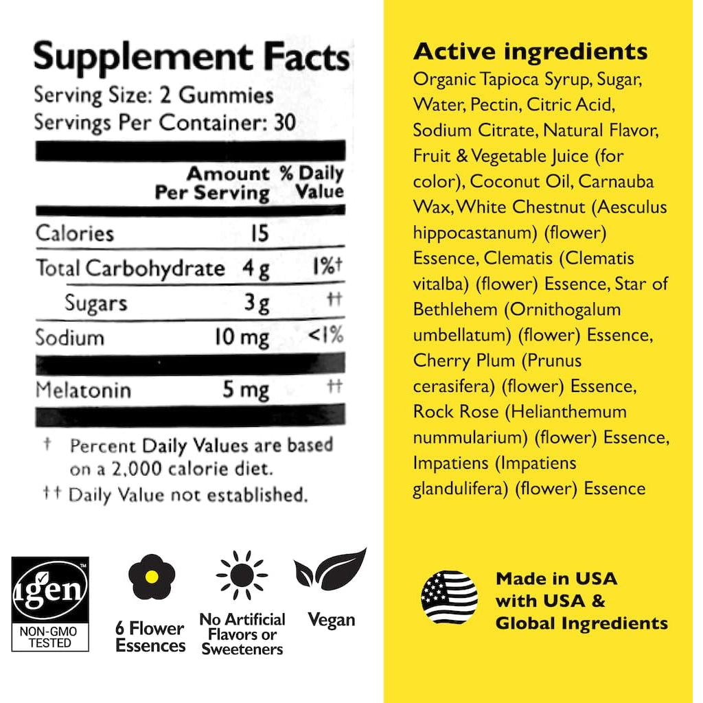 Bach RESCUE plus Melatonin Sleep Gummies, Natural Strawberry Flavor, Sleep Aid, Dietary Supplement, Vegan, Gluten-Free, No Artificial Flavors, Colors, 60 Count