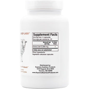 Supreme Nutrition Grass Fed Sheep Liver, 120 Pure Ovine Liver Capsules