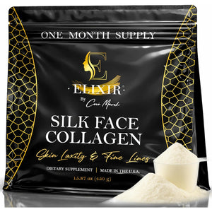 Silk Face Collagen - Collagen Peptides Powder for Women, Face and Neck 14G Protein | Ultra Low Molecular Weight Collagen – for Skin, Hair, Nail, Joint & Gut Health, 15.87 Oz (450G) Cocó March
