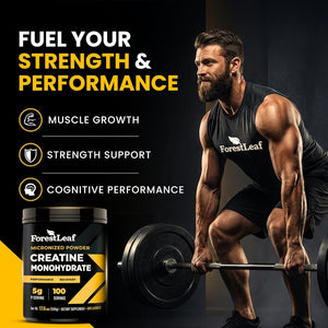 Forestleaf Micronized Creatine Monohydrate Powder - Maximize Muscle Growth & Strength - Unflavored Creatine for Women and Men - 5G per Serving - 100 Servings