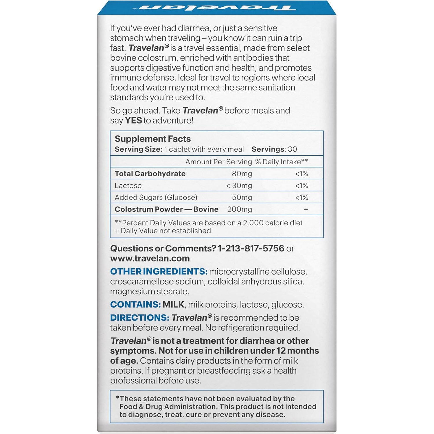 Anti Diarrhea Pills Help Prevent Traveler’S Diarrhea before It Starts, Clinically Proven, Travel Essentials, Drug-Free Colostrum, Natural Digestive and Immune Support Supplement, 30 Count