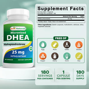 Best Naturals, Micronized DHEA 25 Mg 180 Capsules