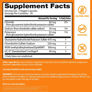 Doctor'S Best Glucosamine Chondroitin MSM + UC-II - Joint Health Support Supplement for Women & Men, Nutritional Support for Joint Strength, Hair, Skin, & Nails, Gluten Free, Non GMO - 90 Veg Capsules
