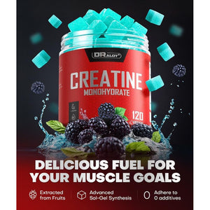 Dralot 99.99% Creatine Monohydrate Gummies More 15% Strength, 5X Energy & Muscle Support Pre-Workout Complex Creatine for Women & Men with 5000Mg Creatine, L-Taurine, B12, Mg and K, Vegan